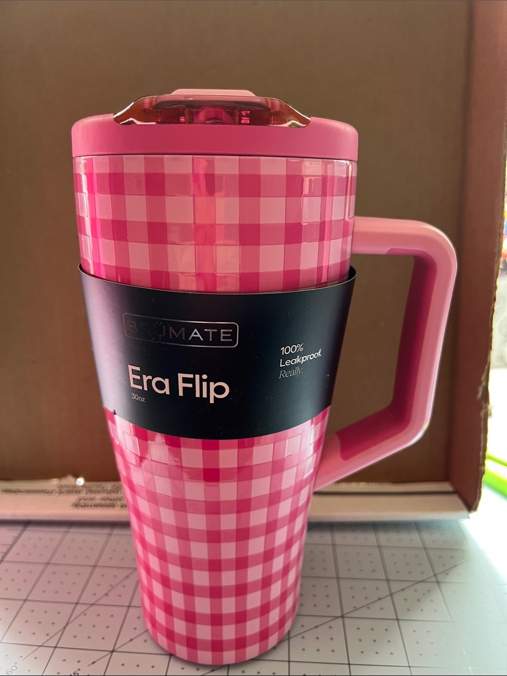 BrüMate Era Flip Pink Gingham Insulated 30oz Tumbler